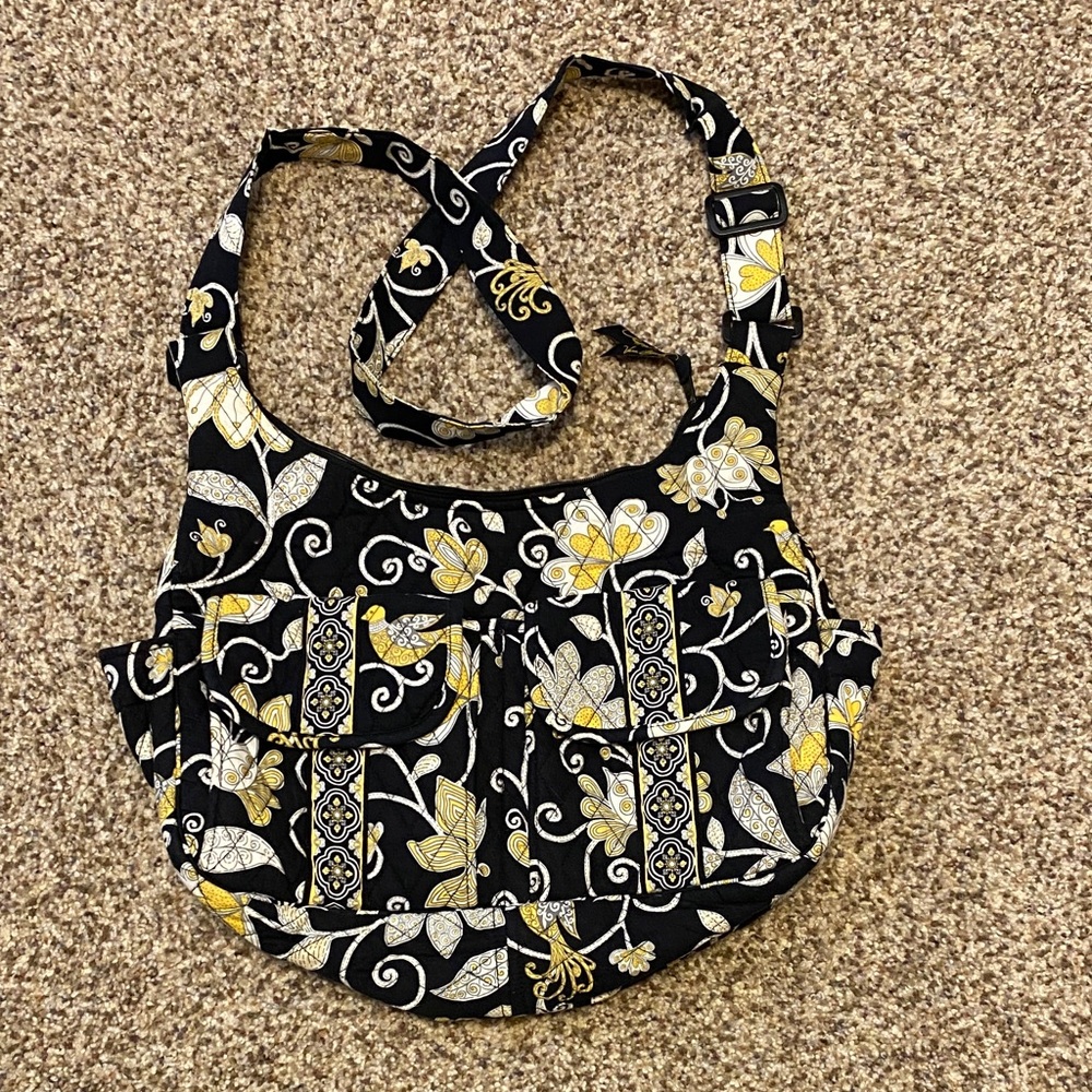 Vera Bradley Black and Yellow Patterned Crossbody Bag